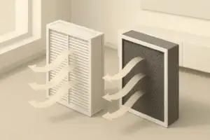 Isometric comparison of HEPA and carbon air filters