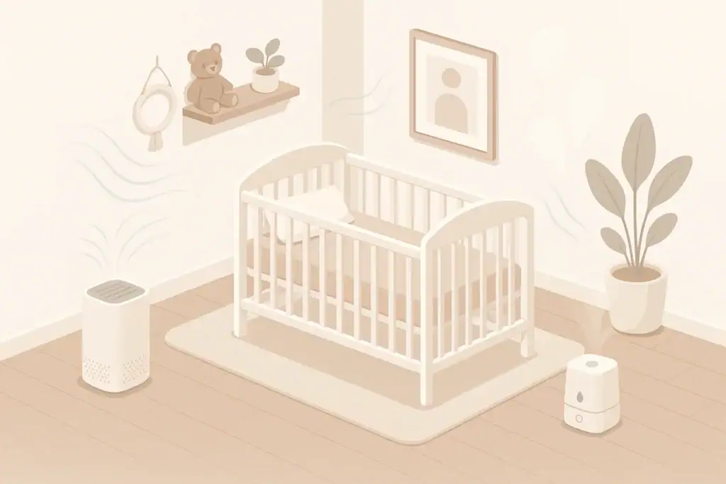 Calm nursery with air purifier and humidifier