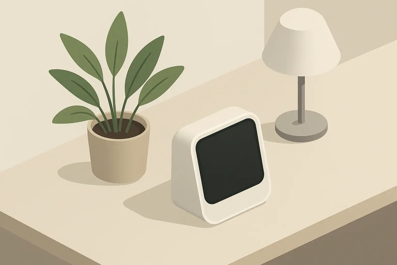 isometric indoor air quality monitor on a modern desk