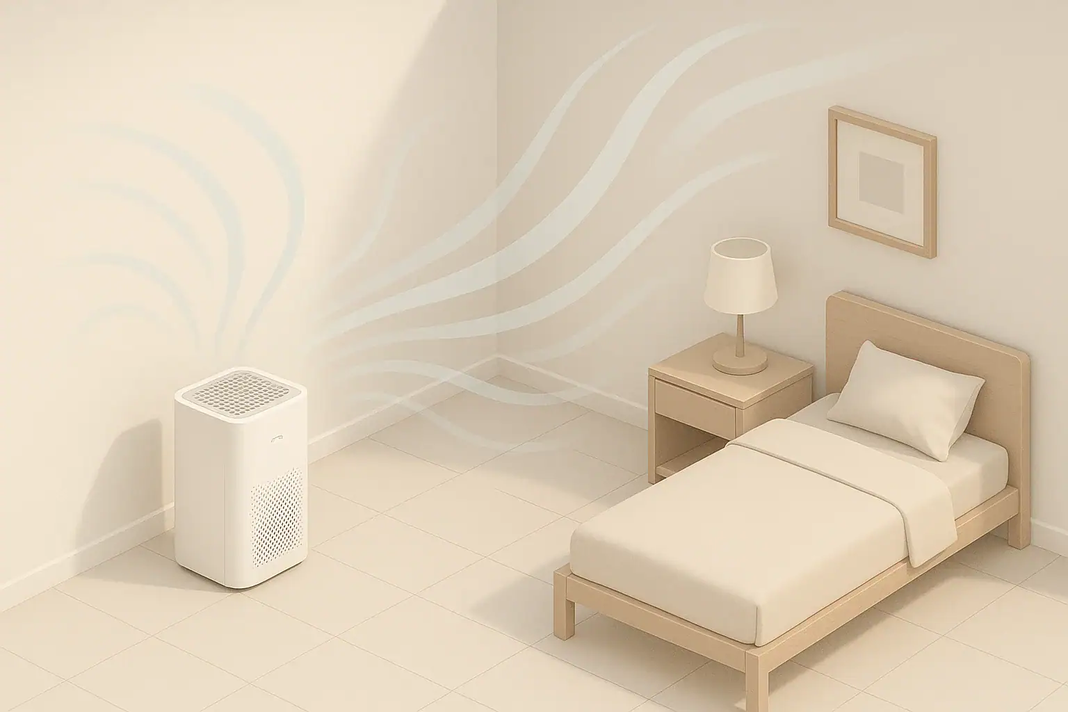Generic air purifier in a tidy room