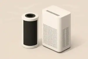 Isometric carbon filter and purifier in neutral room