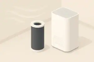 Isometric carbon filter near a simple air purifier