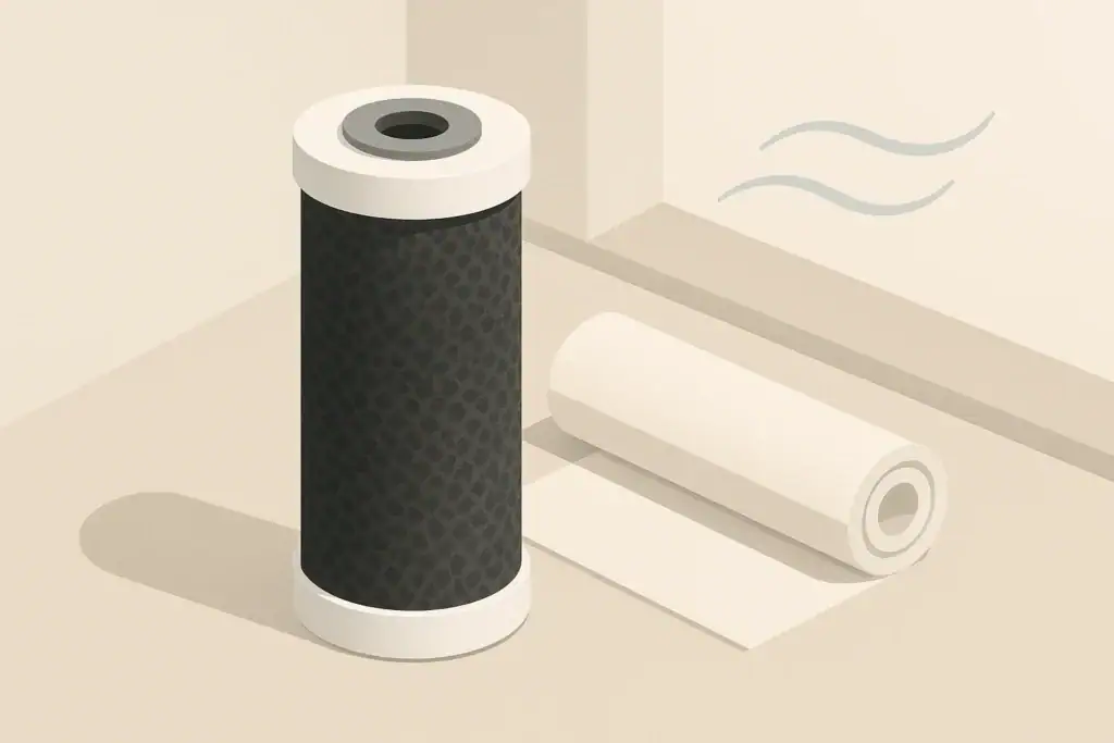 Carbon filter beside rug in neutral room