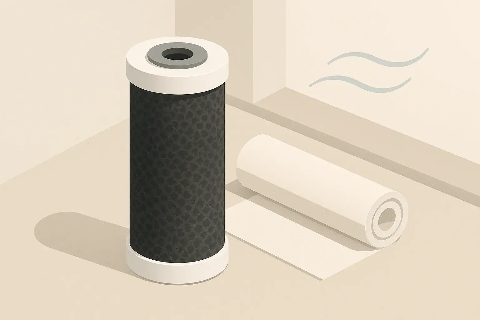 Carbon filter beside rug in neutral room