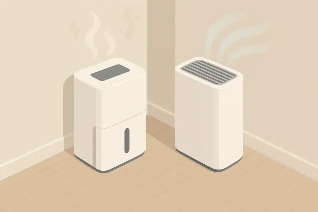Dehumidifier and purifier in a tidy room corner