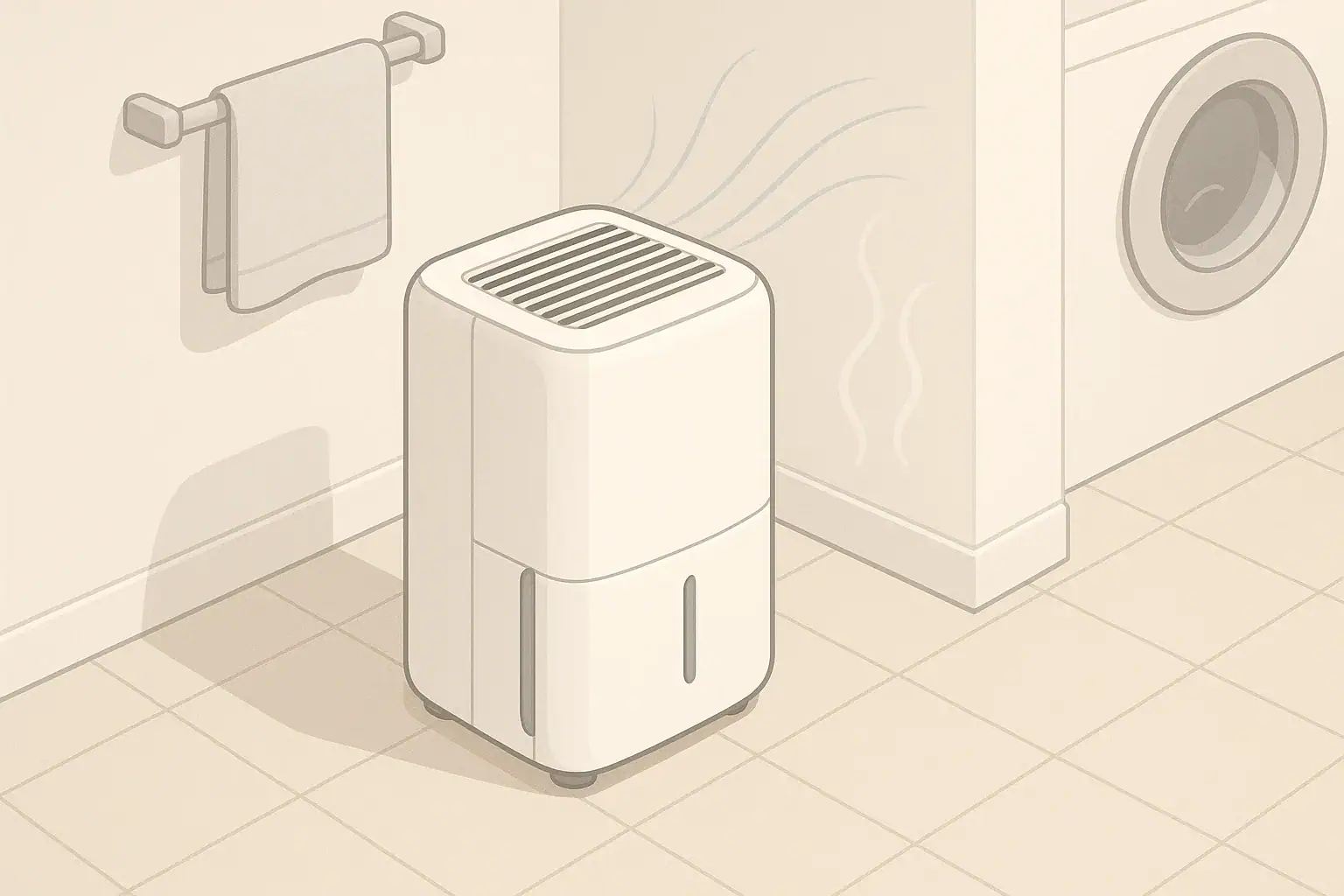 Generic dehumidifier in a clean laundry corner