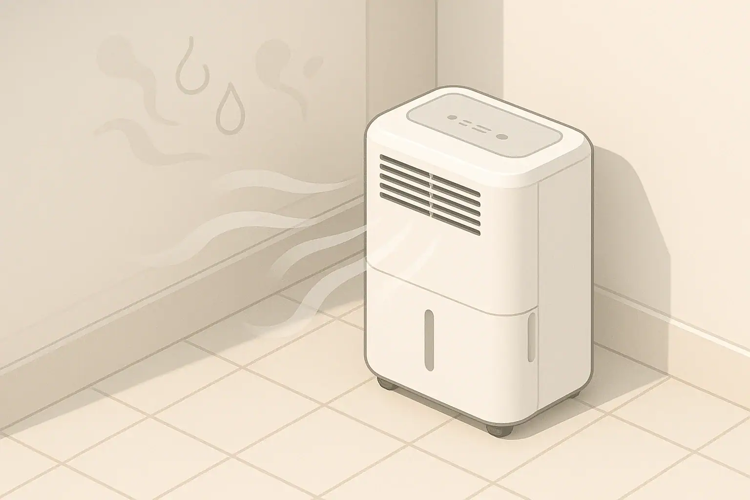 Generic dehumidifier in a tidy laundry corner