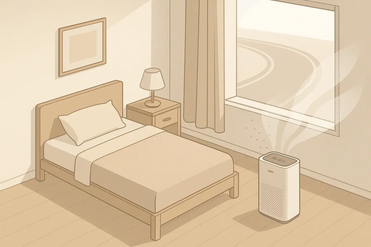 Air purifier reducing road dust particles indoors