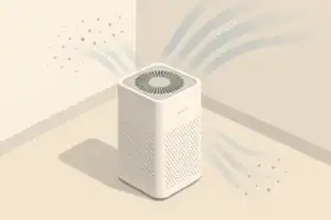 Air purifier reducing abstract indoor particle dots