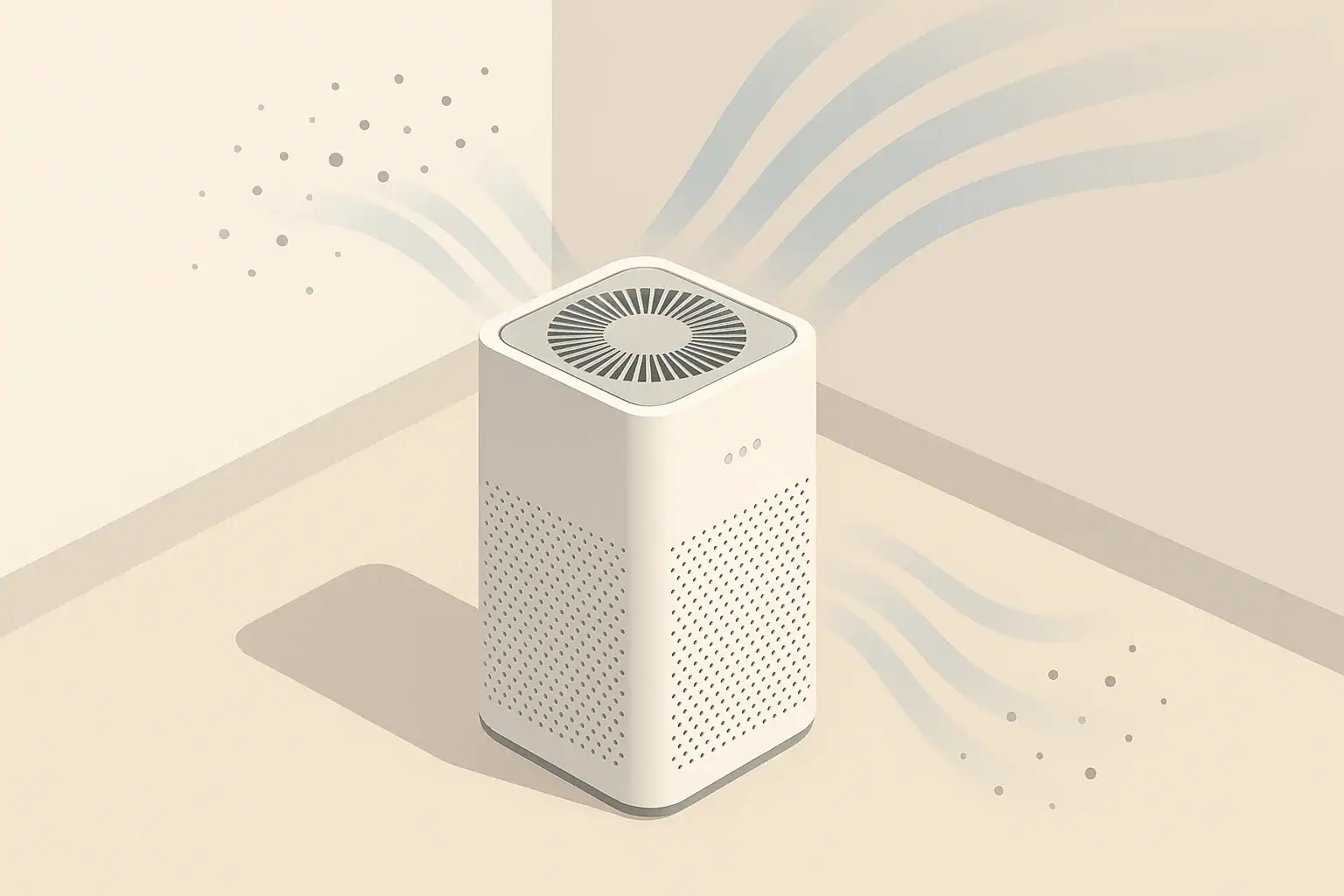 Air purifier reducing abstract indoor particle dots
