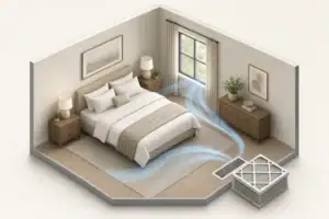 Bedroom HVAC filter upgrade with gentle airflow