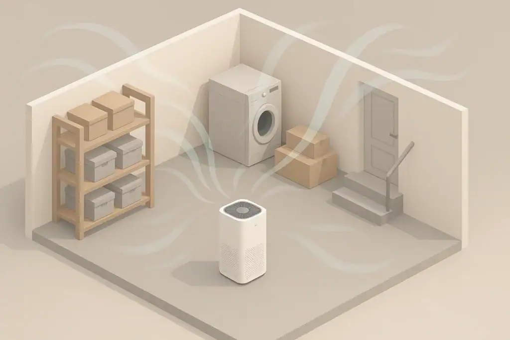 Generic basement air purifier with subtle airflow