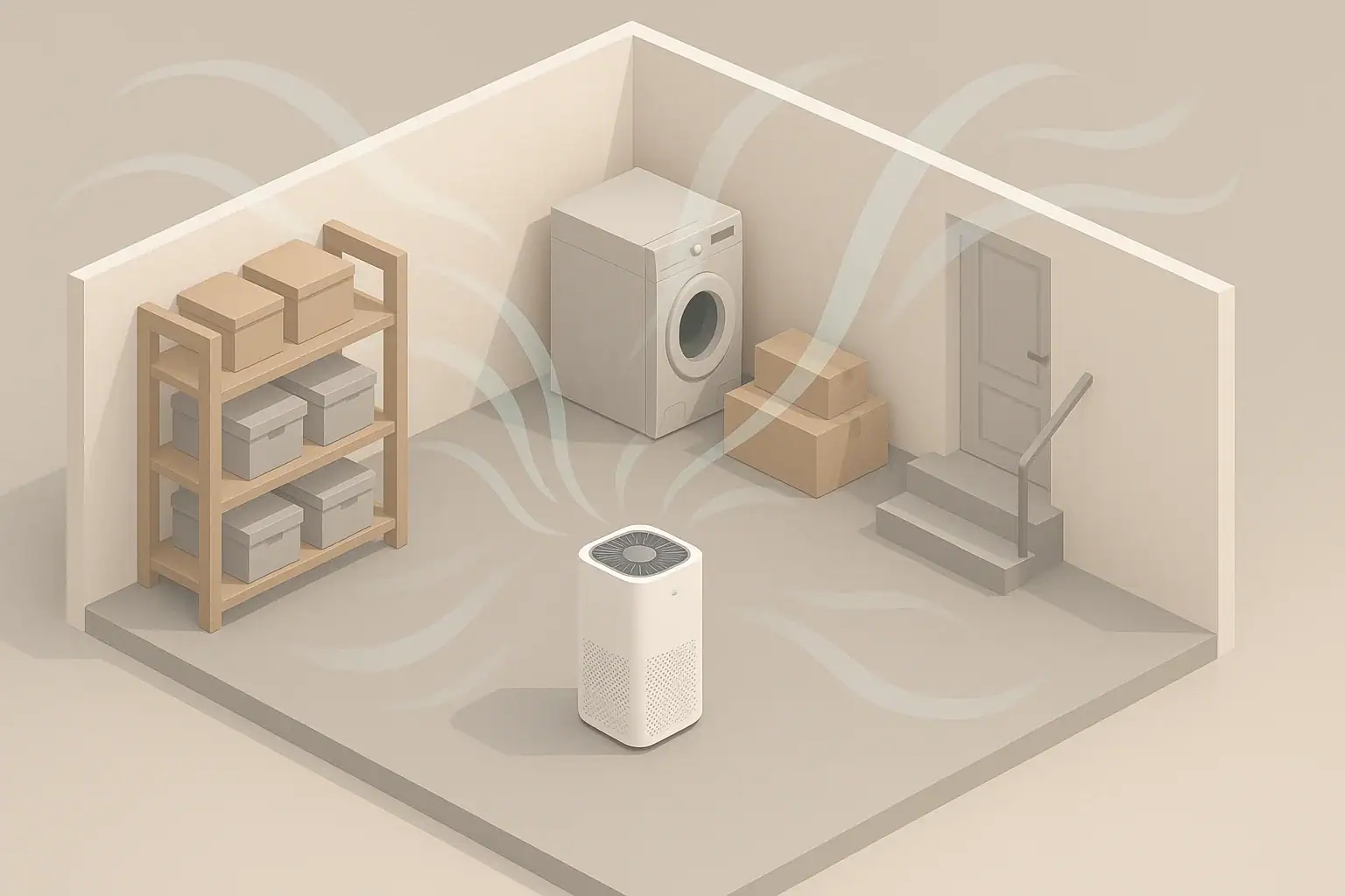 Generic basement air purifier with subtle airflow